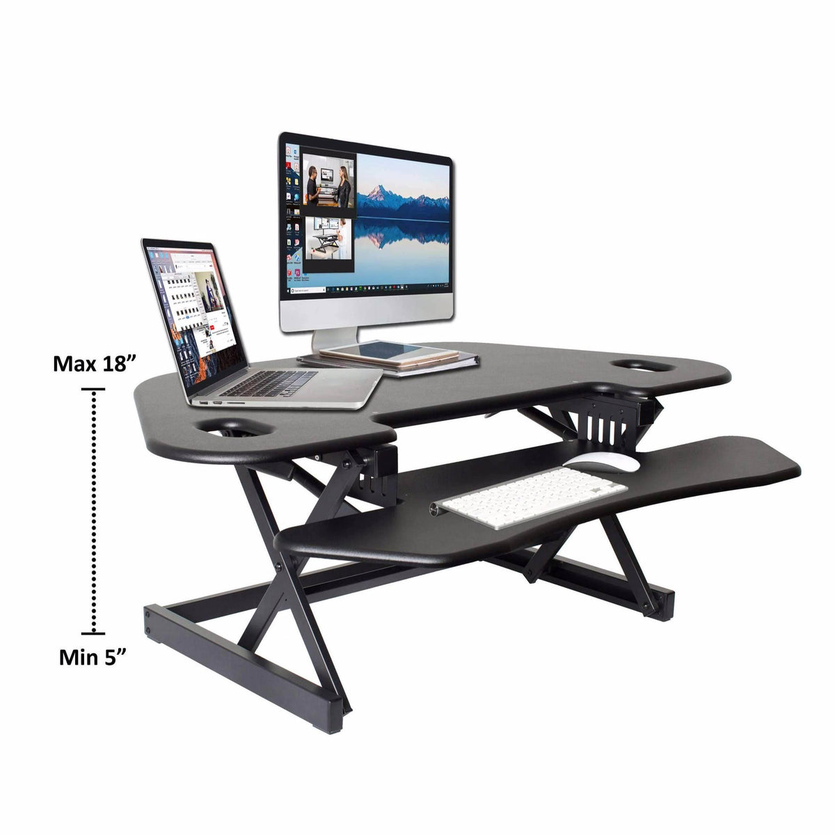 Black Height Adjustable Corner Desk Riser V135