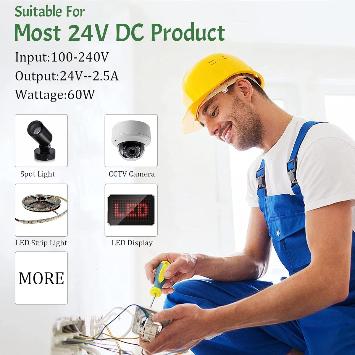UL Certified AC 100-240V to DC 24V 2.5A Power Supply Adapter V171533