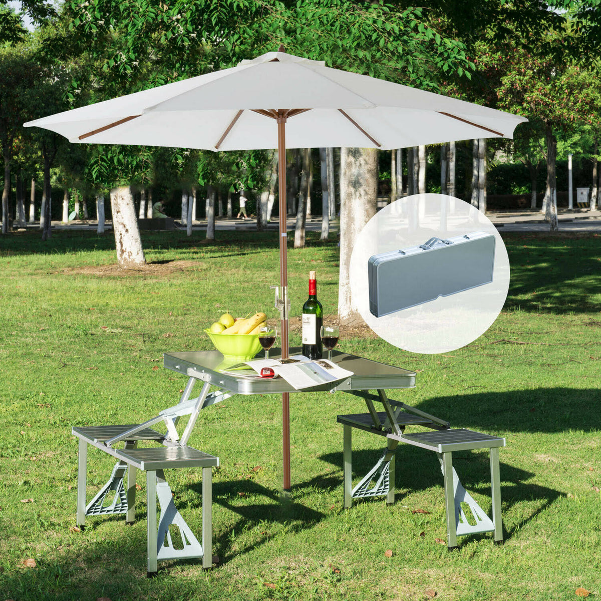 Portable Folding Aluminum Picnic Table with 4 Seats F464
