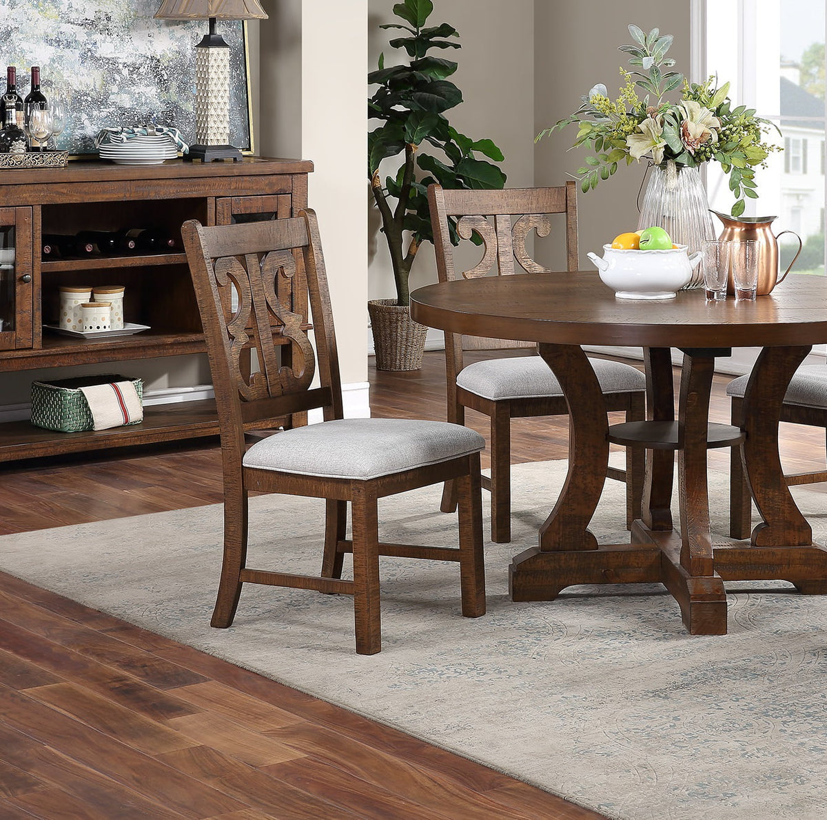 Set of 2 Wooden Cushion Seat Chairs B403