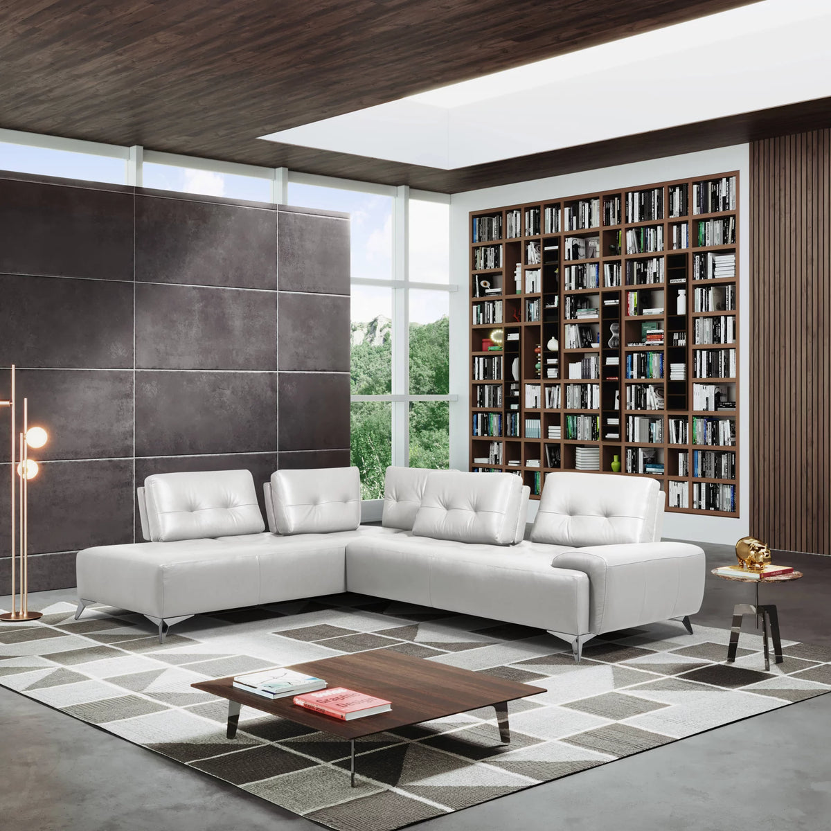 Pearl White 2-Piece Upholstered Sectional Sofa W882609