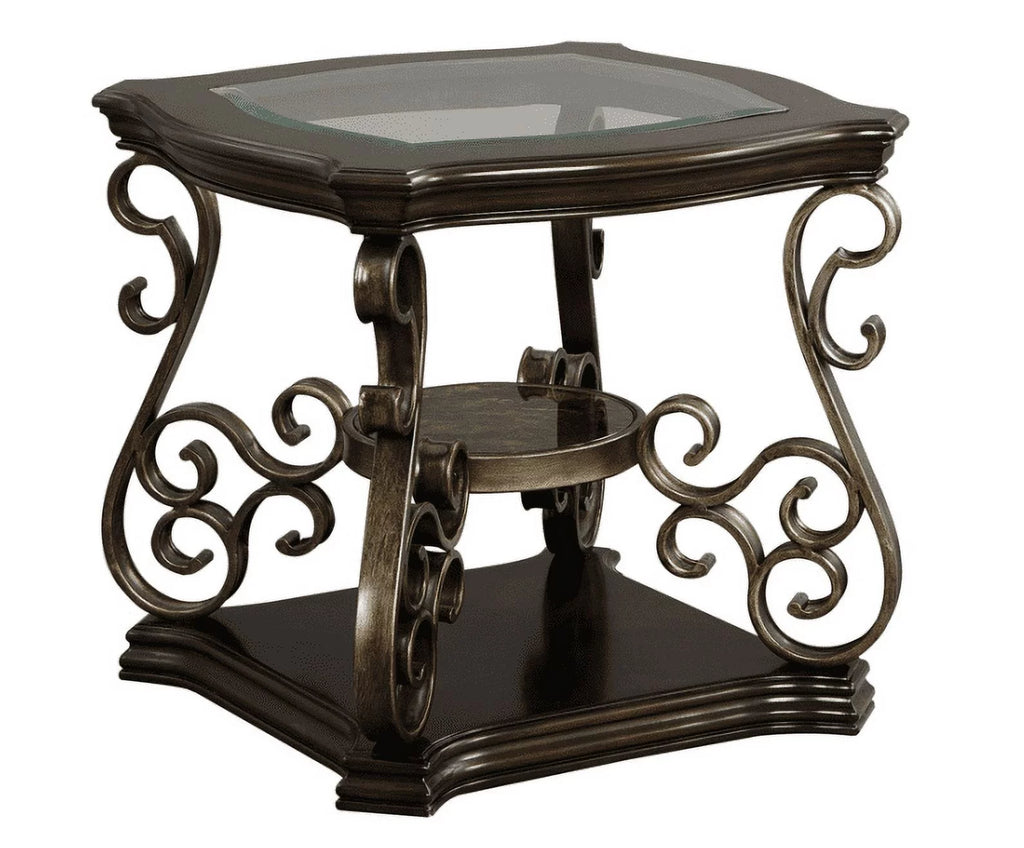 Glass Top End Table with Metal Legs C91250