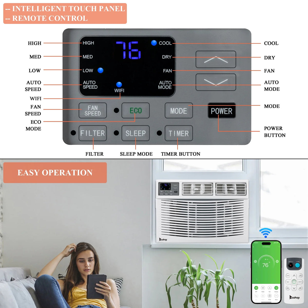 Ultra Quiet 8000 BTU Window Air Conditioner S678028