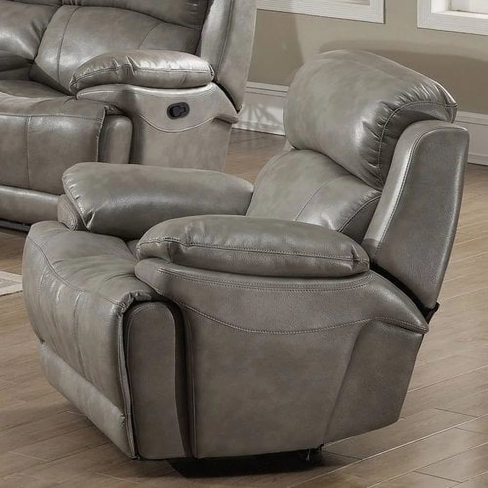 Grey Faux Leather Fabric Reclining Chair D877617