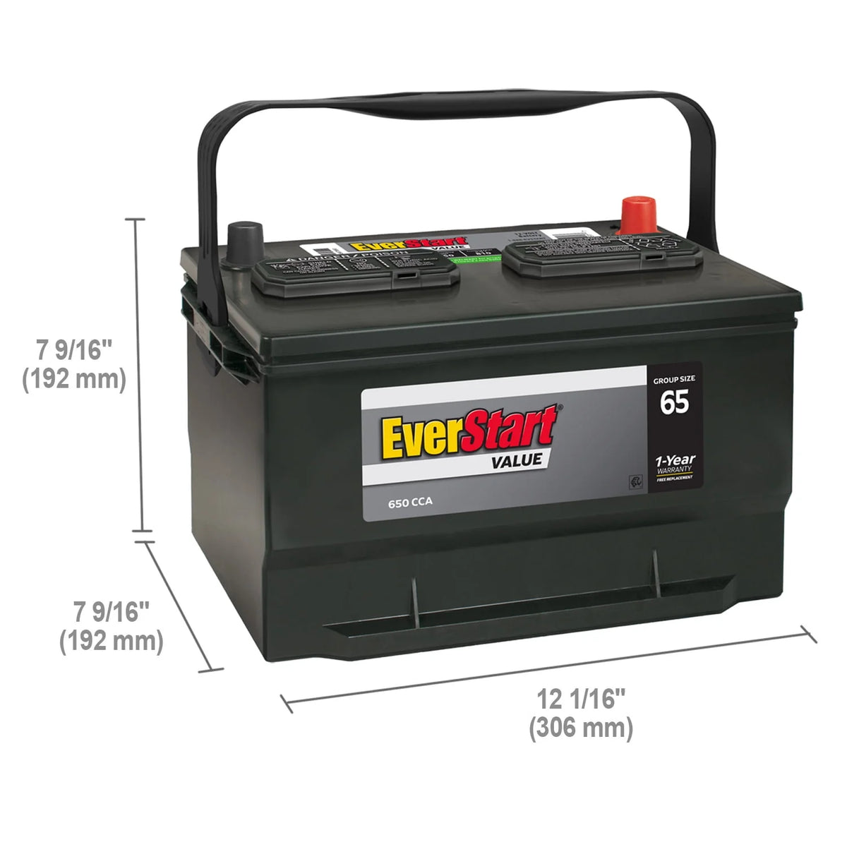 Lead Acid Automotive Battery Group Size 65 12 Volts 650 CCA O955117