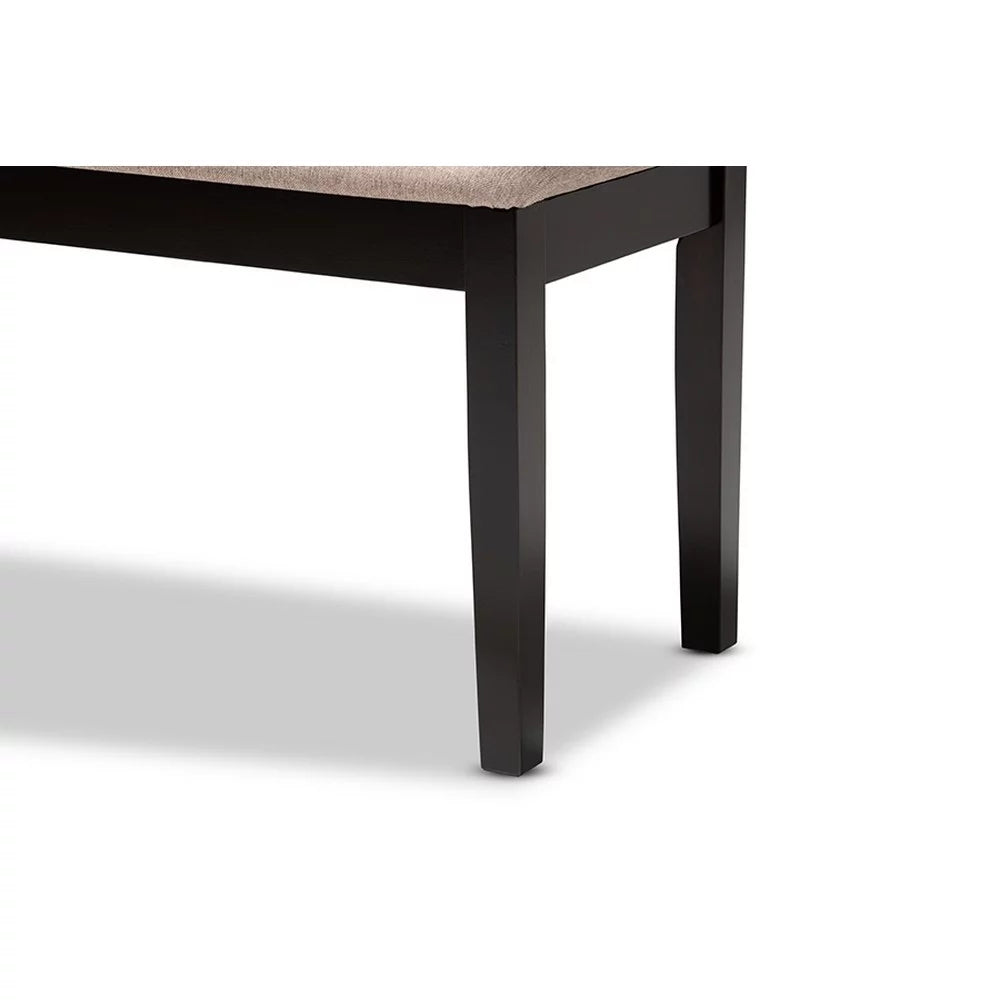 Sand Fabric Upholstered Wood Dining Bench F888