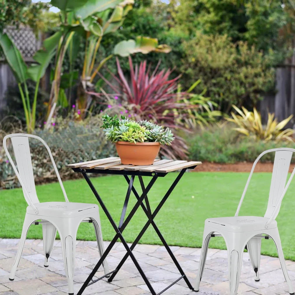 Set of 4 Stackable Metal Kitchen Chair F134606