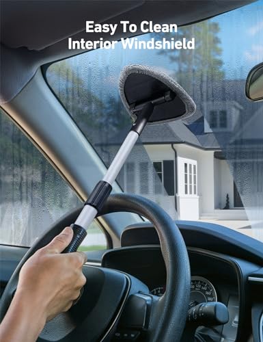 Windshield Cleaner with 4 Reusable Microfiber Pads and Extendable Handle F157