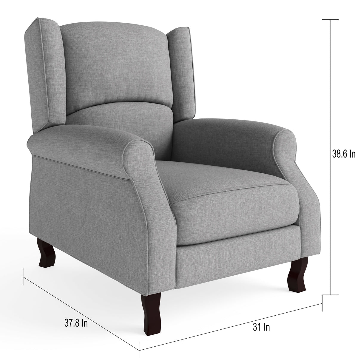 Modern Wingback Linen Fabric Accent Recliner Chair Dark Grey S265