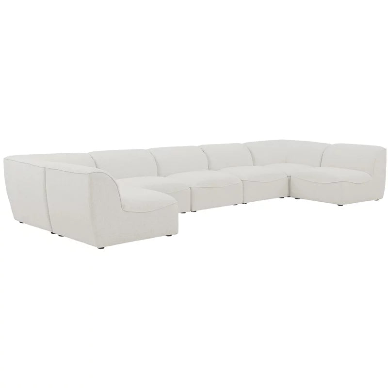 Cream Linen Textured Modular Sectional A482231
