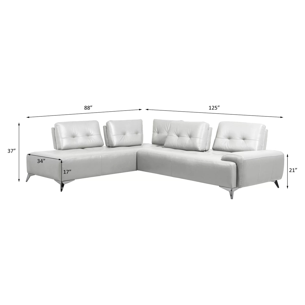 Pearl White 2-Piece Upholstered Sectional Sofa W882609