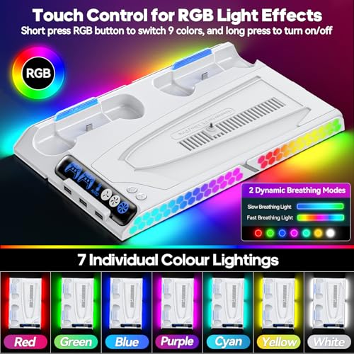 PS5 Cooling Station with 4-Level Fan and 9 RGB Modes Z33120