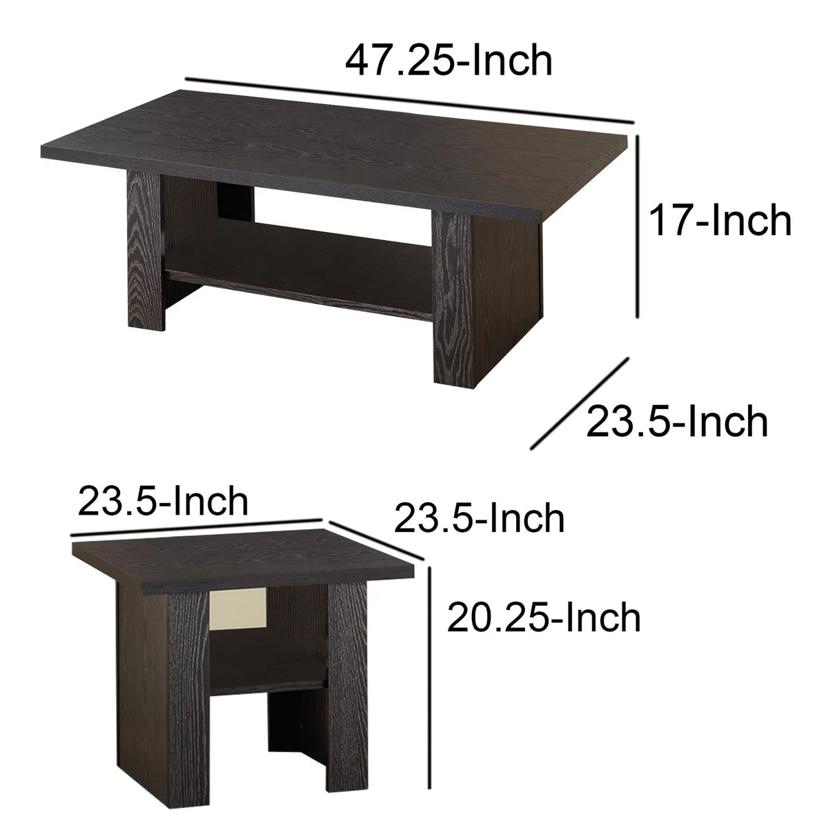 Black 3 Piece Occasional Table Set N814