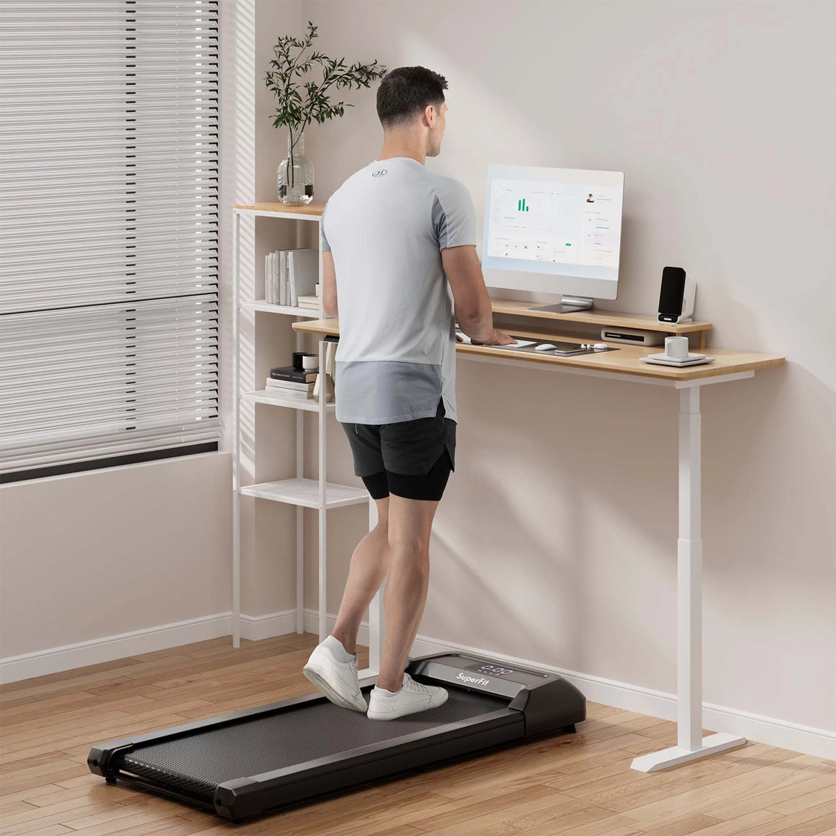 0.6-3.8MPH Walking Pad Under Desk Treadmill Black Z8978