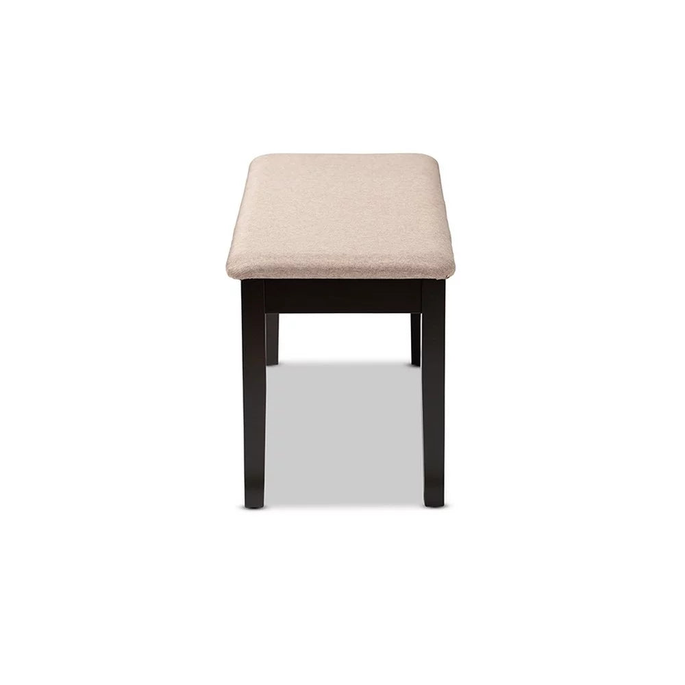 Sand Fabric Upholstered Wood Dining Bench F888