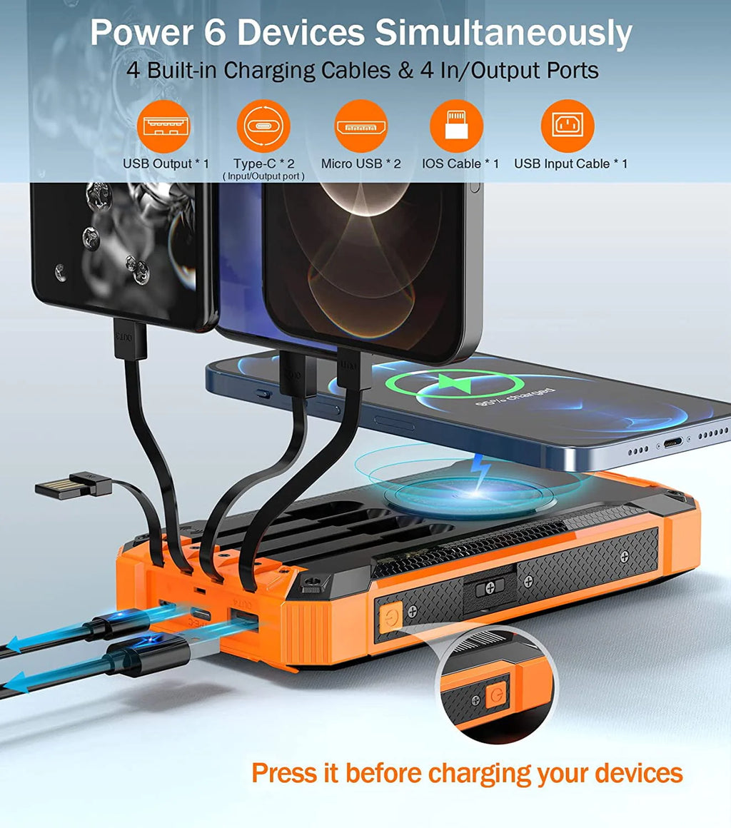 36000mAh Solar Power Bank Qi Wireless J1226