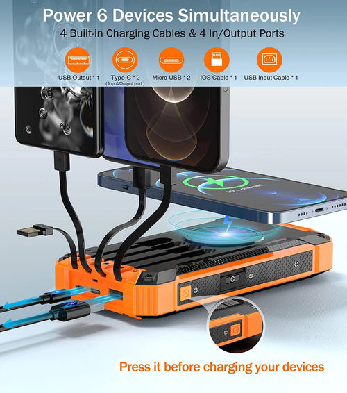 36000mAh Solar Power Bank Qi Wireless J1226