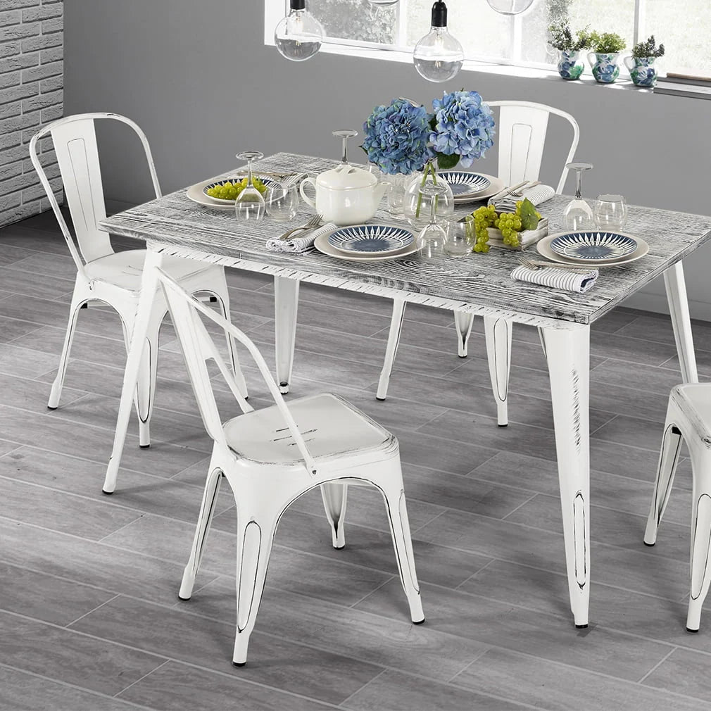 Set of 4 Stackable Metal Kitchen Chair F134606