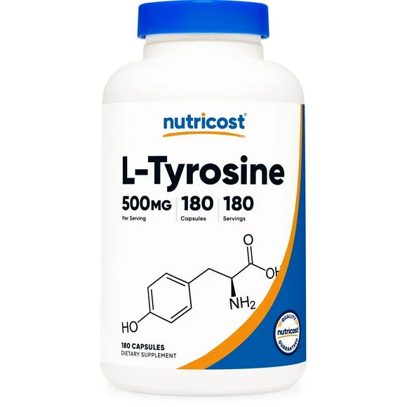 L-Tyrosine 500mg 180 Capsules Non-GMO Gluten Free Supplement A18361