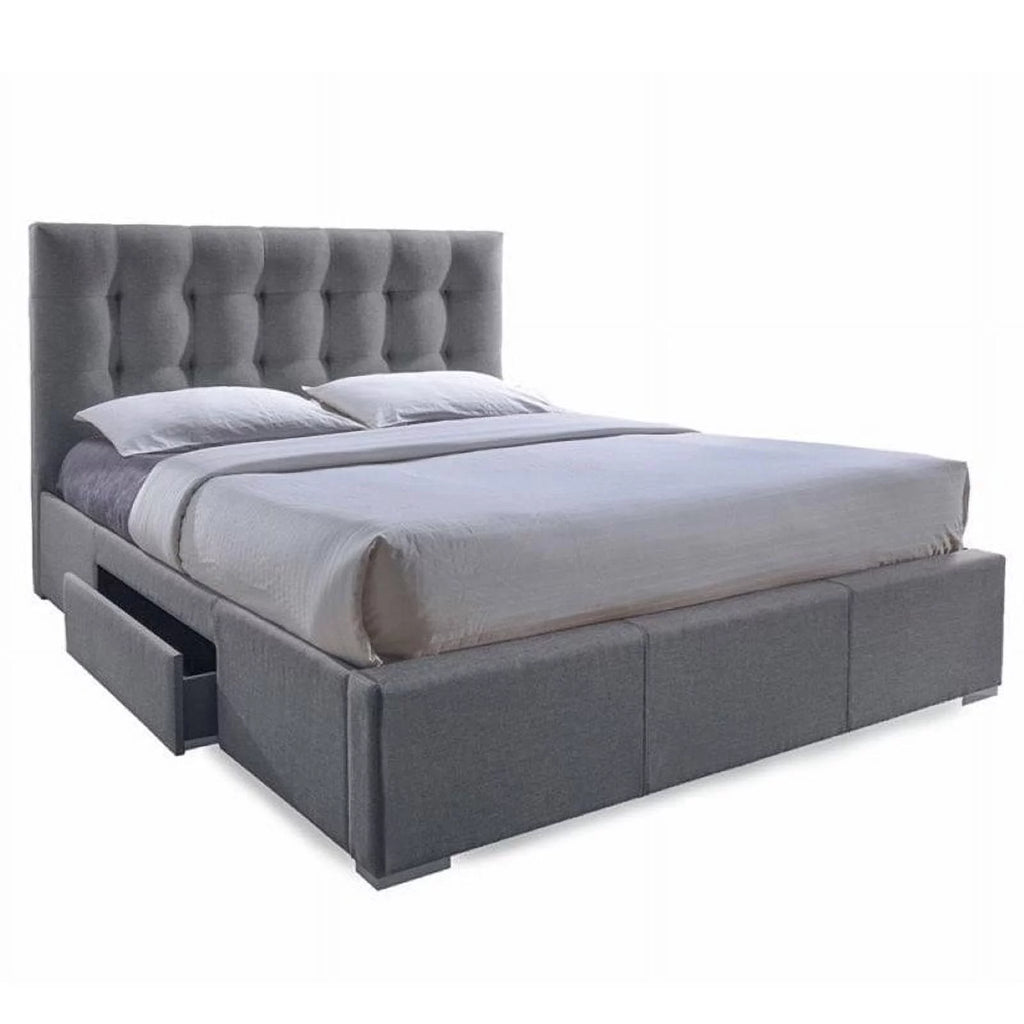 Upholstered Queen Tufted Storage Bed in Gray Z370919