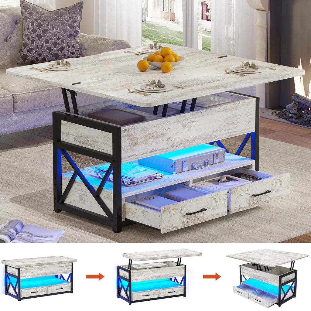 White Lift Top Coffee Table with Storage D47857