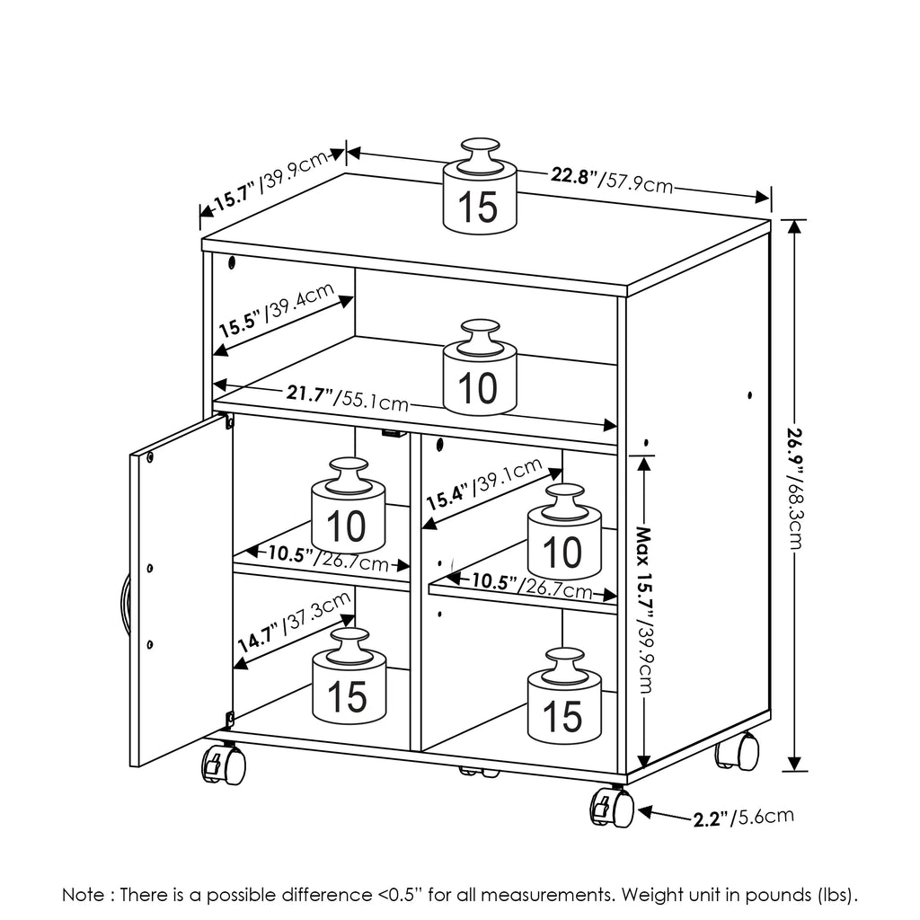Under Desk Printer Holder with Wheels A4129