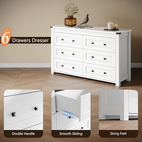 Black 6 Drawer Wood Dresser F277