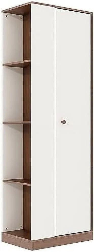 Modern Walnut Colored Wardrobe Armoire with Hangers V376