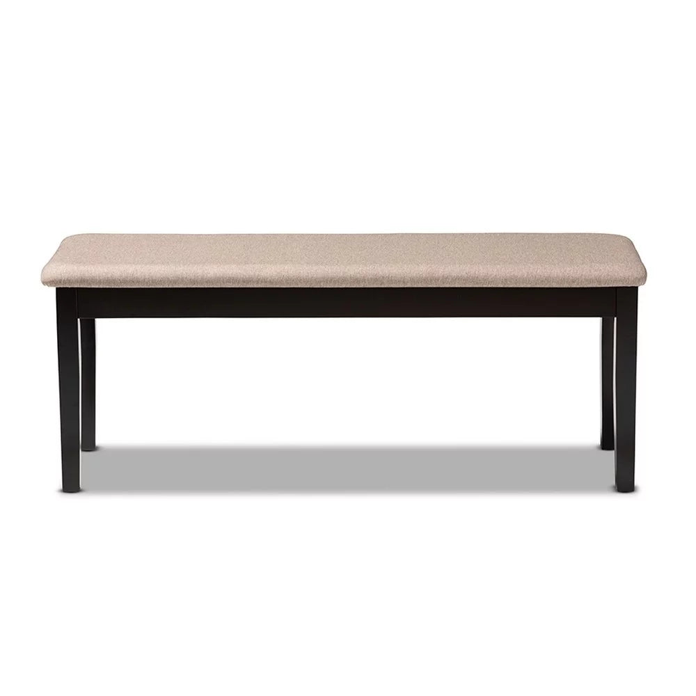 Sand Fabric Upholstered Wood Dining Bench F888