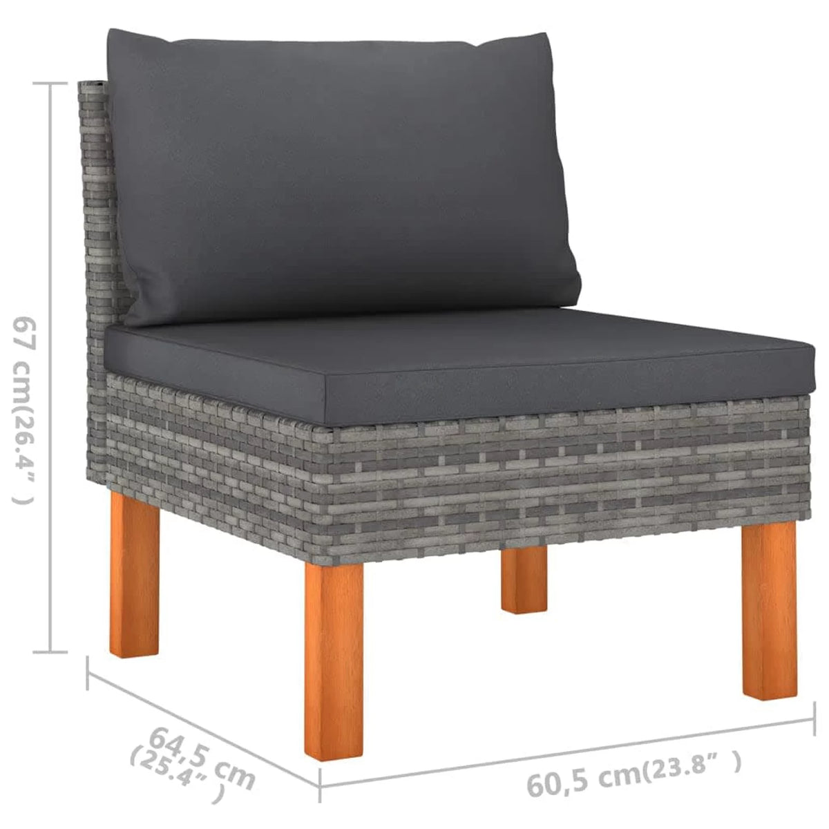 6 Piece Patio Set with Cushions Poly Rattan Gray B1604