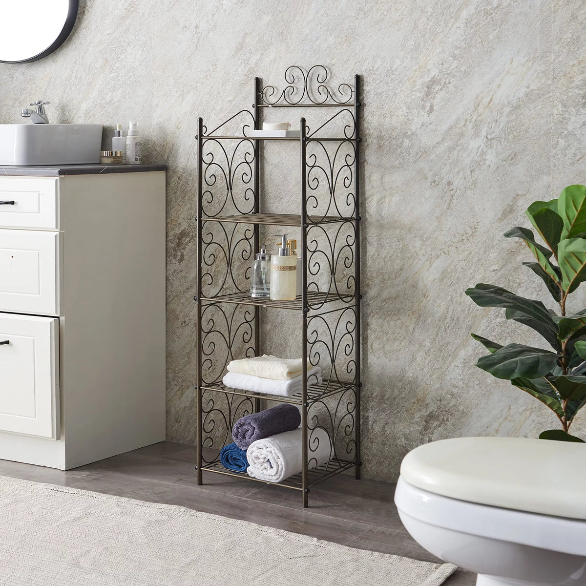 5 Tier Metal Kitchen Bathroom Storage Shelving Unit D81620
