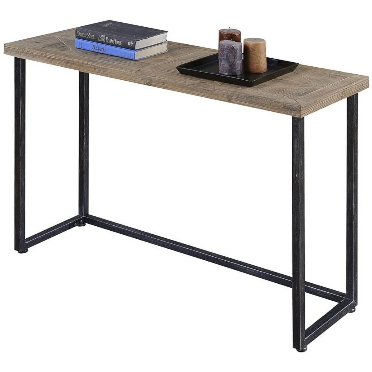 Farmhouse Console Table in Natural Wood Finish and Black Frame E72079