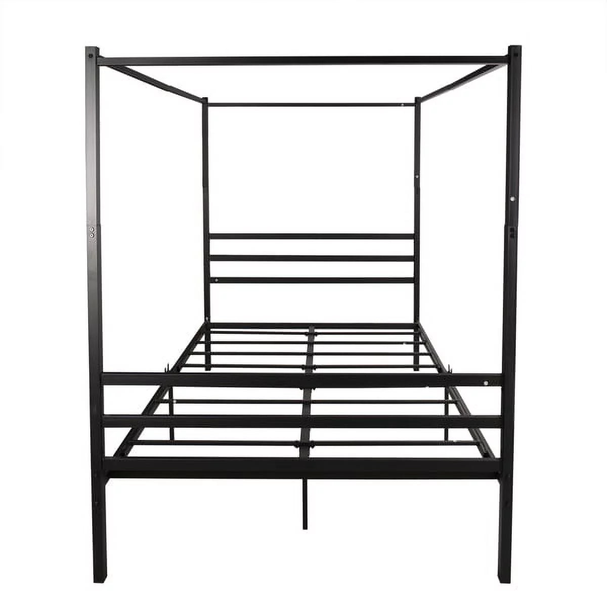 Black Queen Size Metal Canopy Bed with Headboard A413