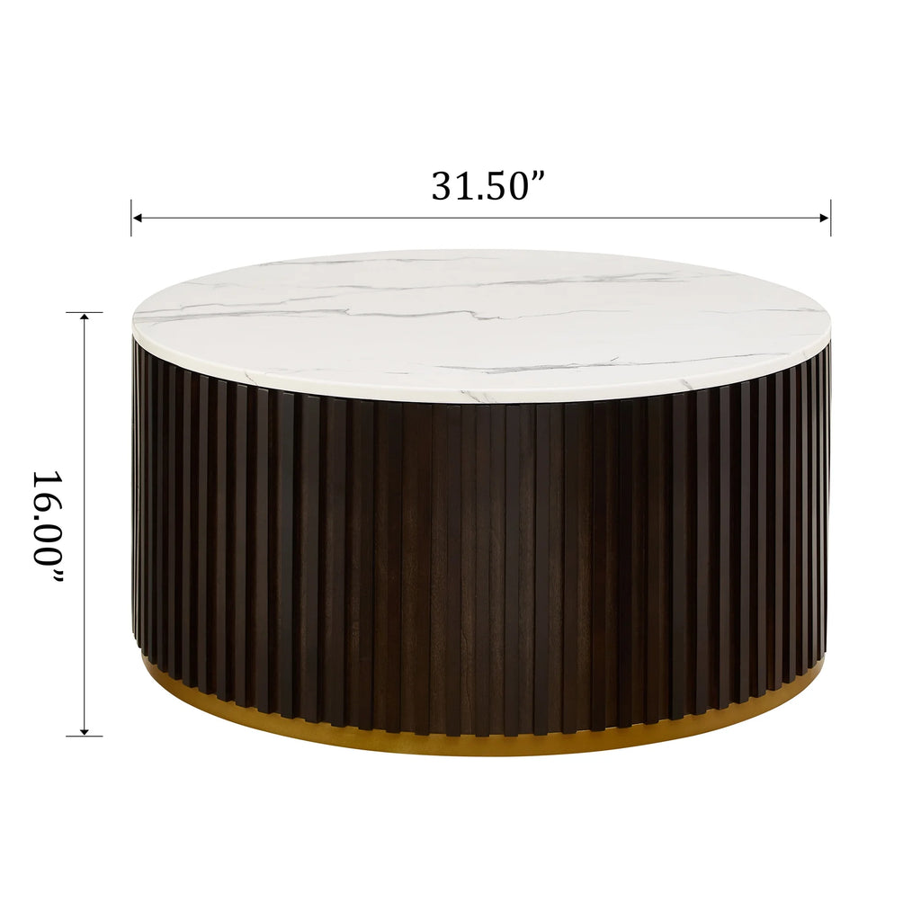 Round Coffee Table with Storage, Black G989
