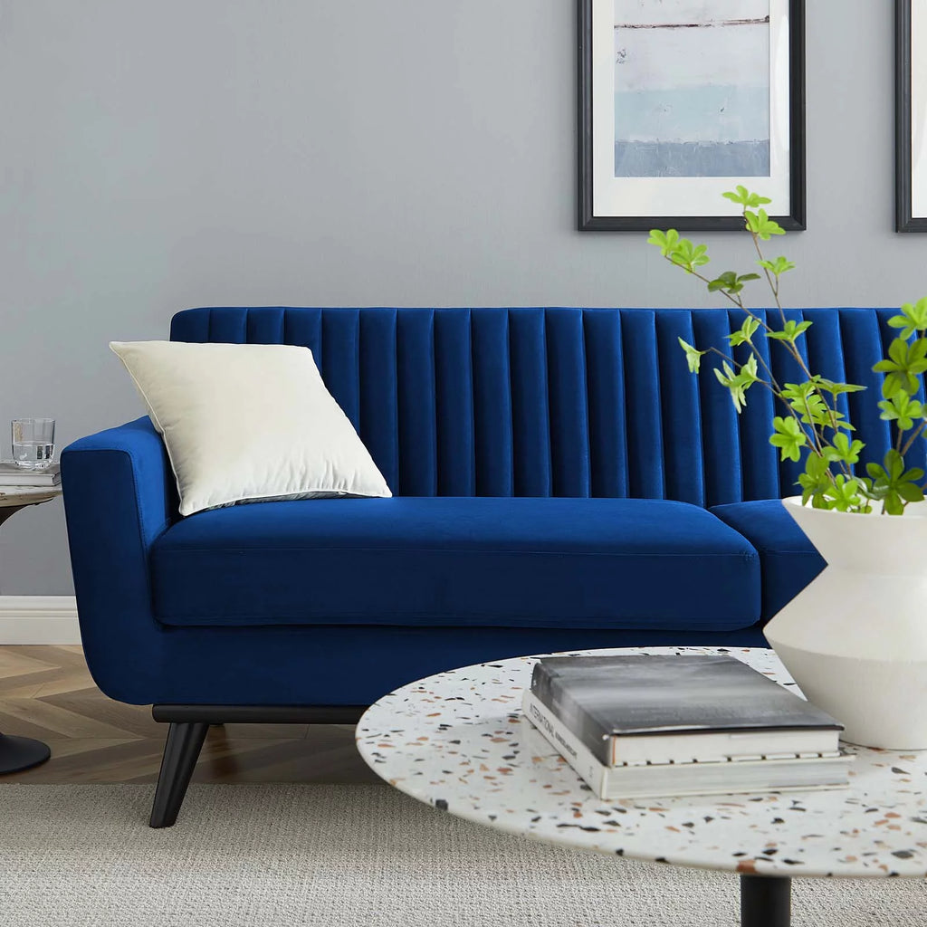 Navy Channel Tufted Performance Velvet Sofa P973388