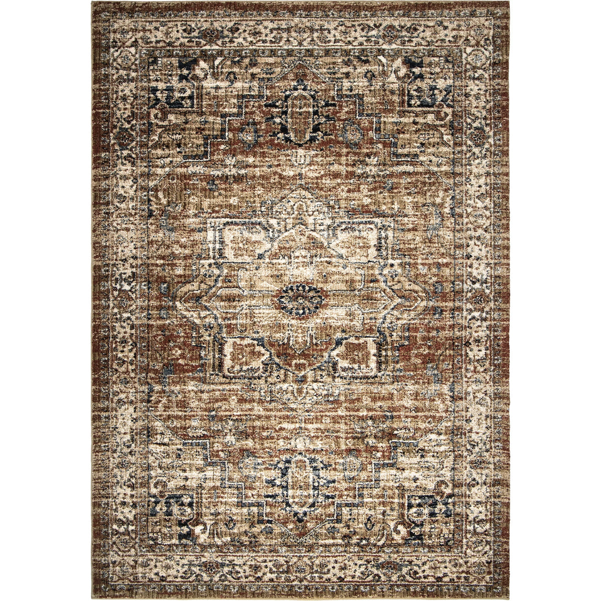 Rust Floral Area Rug P912217