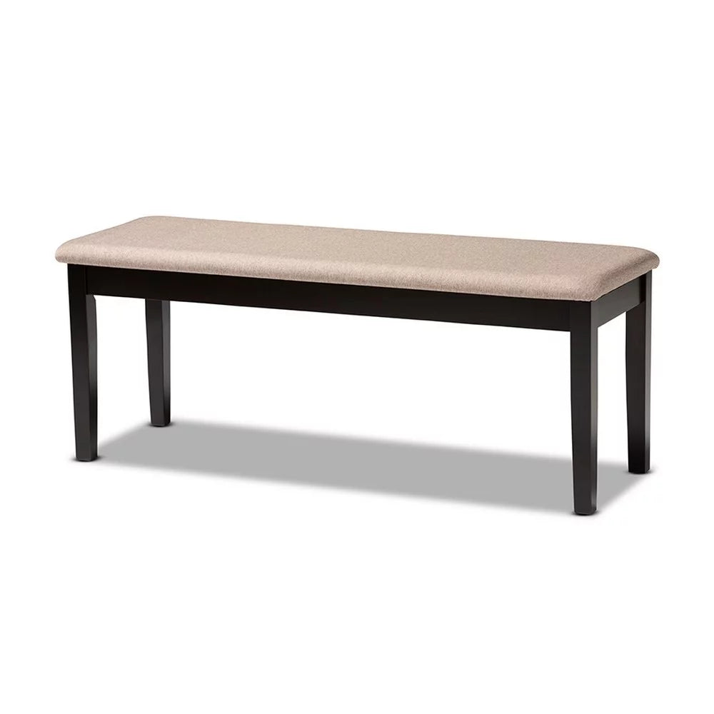 Sand Fabric Upholstered Wood Dining Bench F888