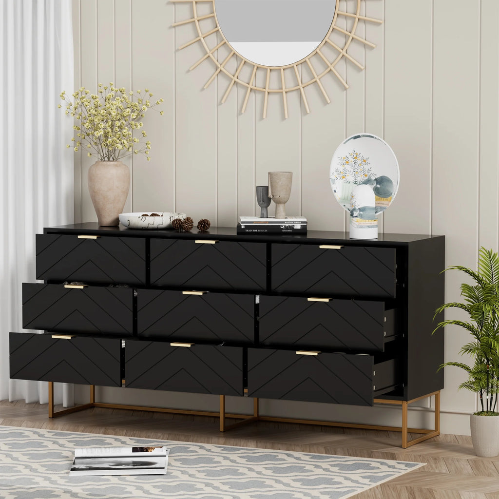 White 9 Drawer Wood Dresser Z100496