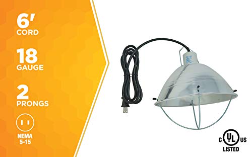 10.5 Inch Reflector Brooder Lamp with Bulb Guard and 6 Foot Cord I783181