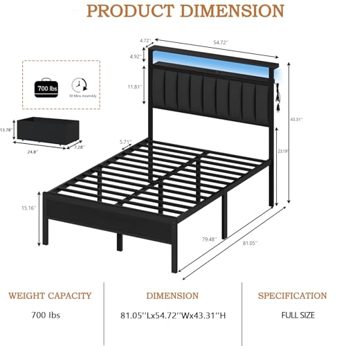 Grey Upholstered Twin Bed Frame with Charging Station and LED Lights C461