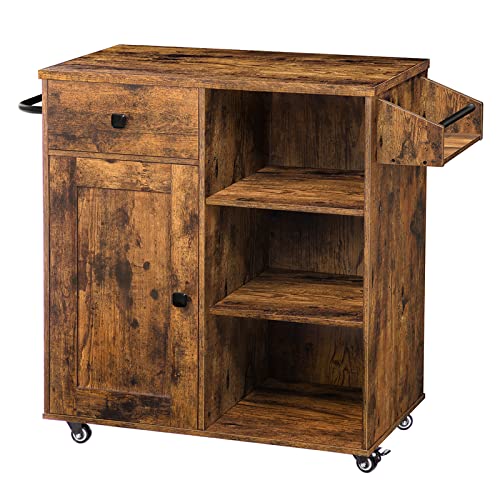 White Kitchen Island with Drawer and Towel Rack L602