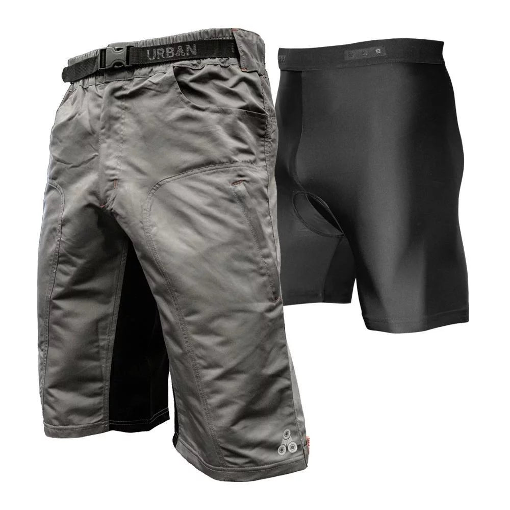 Men's Grey MTB Shorts with Padded Underliner B33985