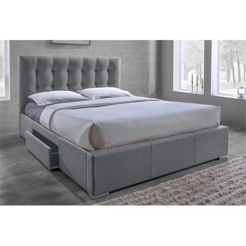 Upholstered Queen Tufted Storage Bed in Gray Z370919