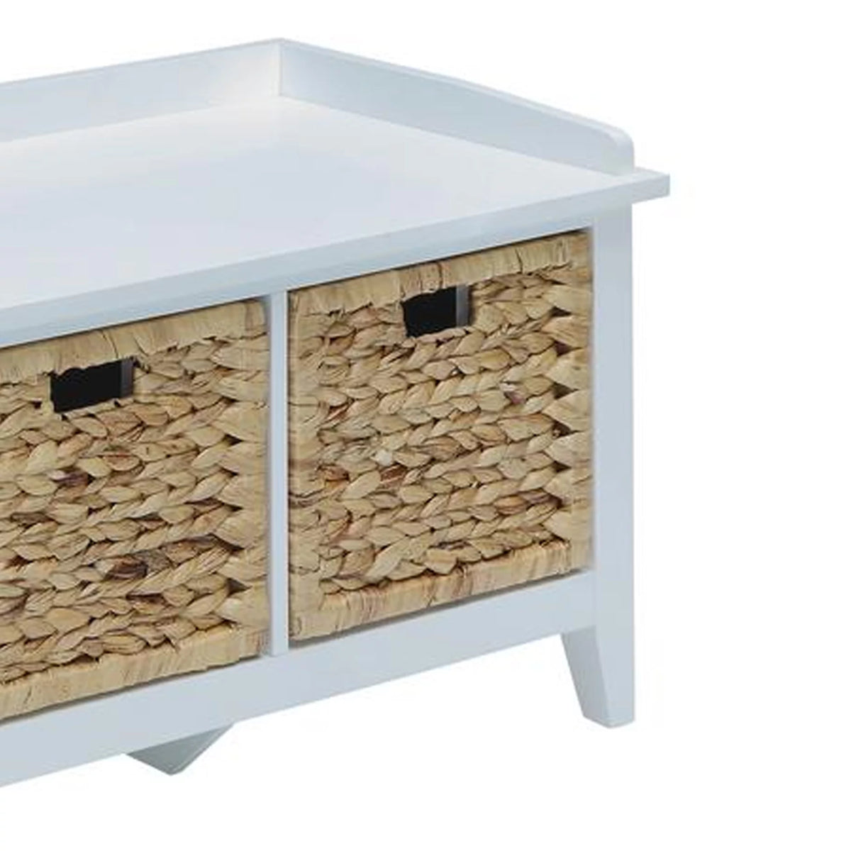 White Rectangular Wooden Storage Bench S53793