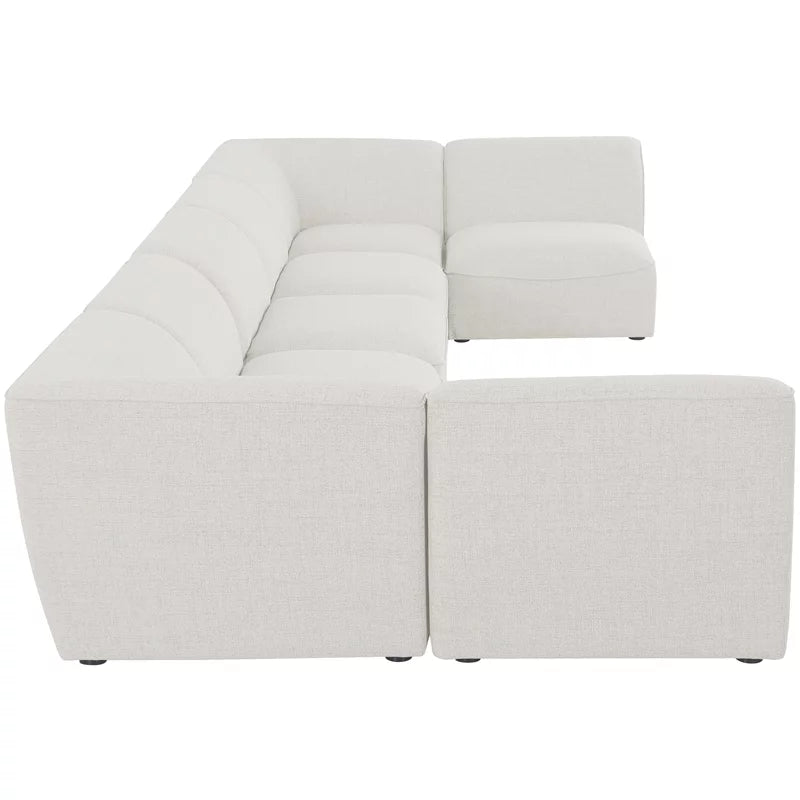 Cream Linen Textured Modular Sectional A482231