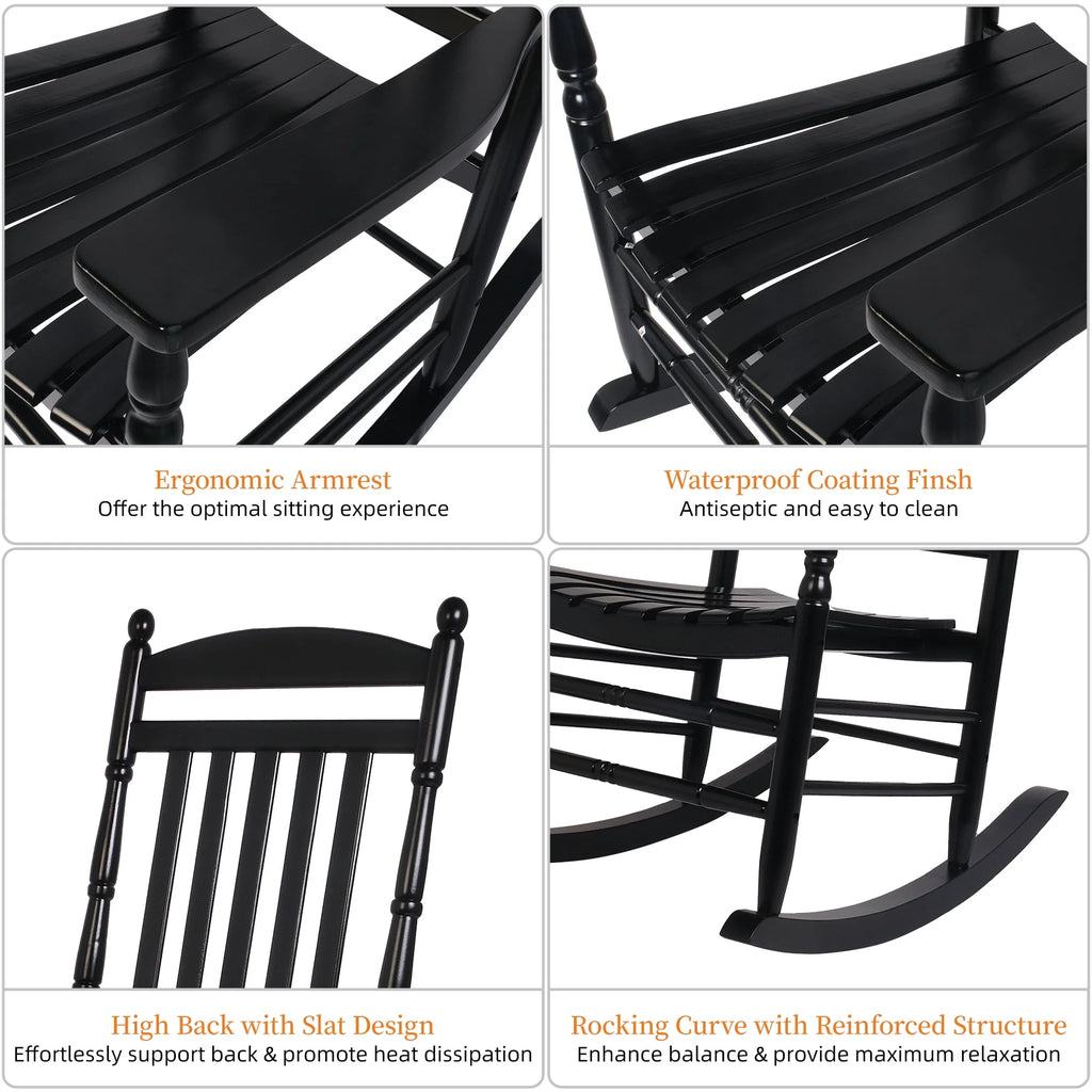 Set of 2 Black Oversized Wood Rocking Chairs G35195