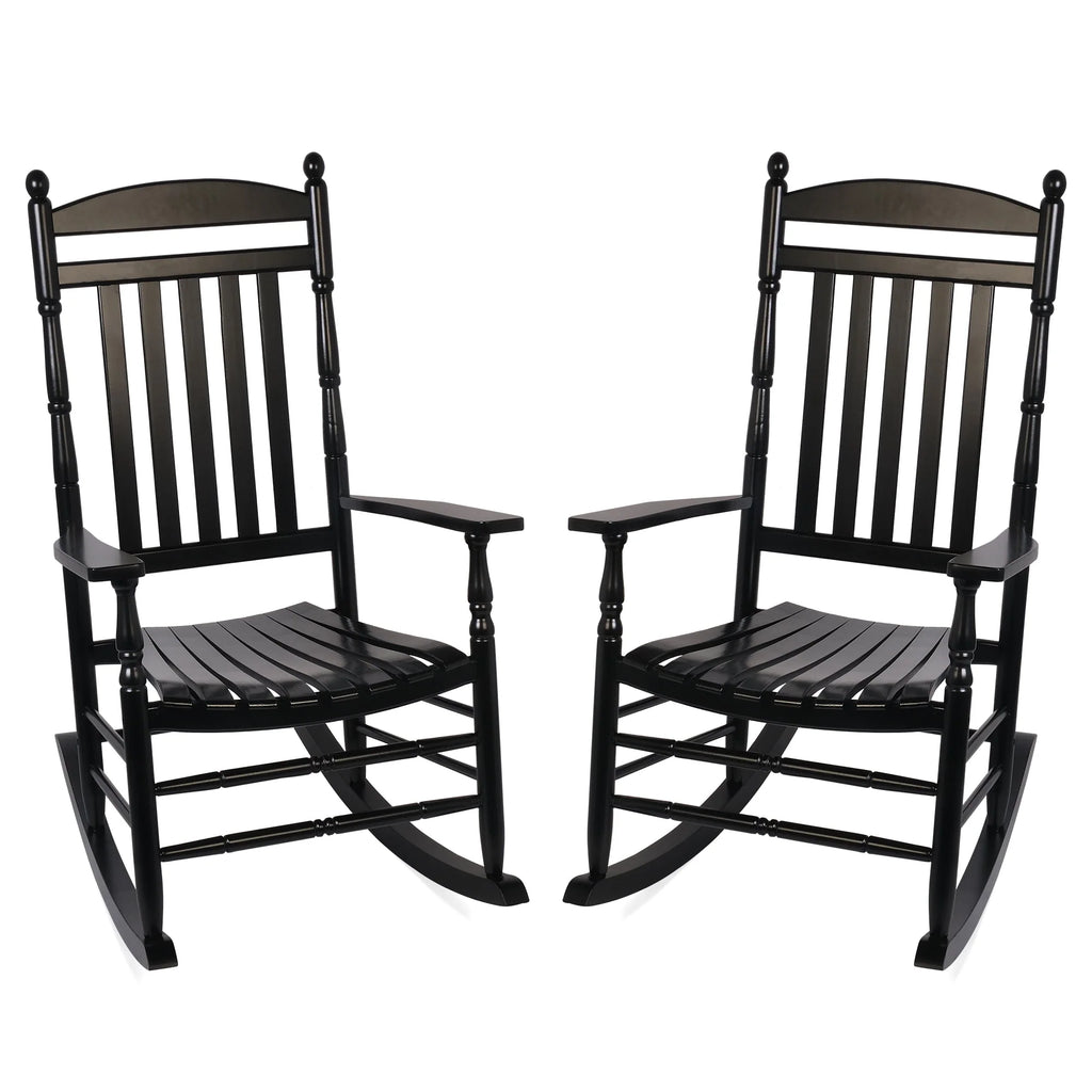 Set of 2 Black Oversized Wood Rocking Chairs G35195
