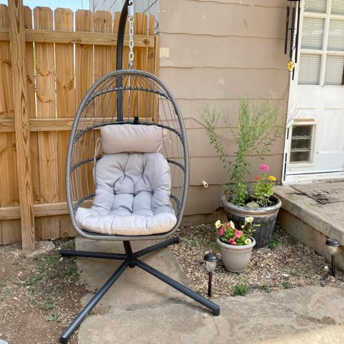 Hanging Egg Chair with Stand and Footrest P49622