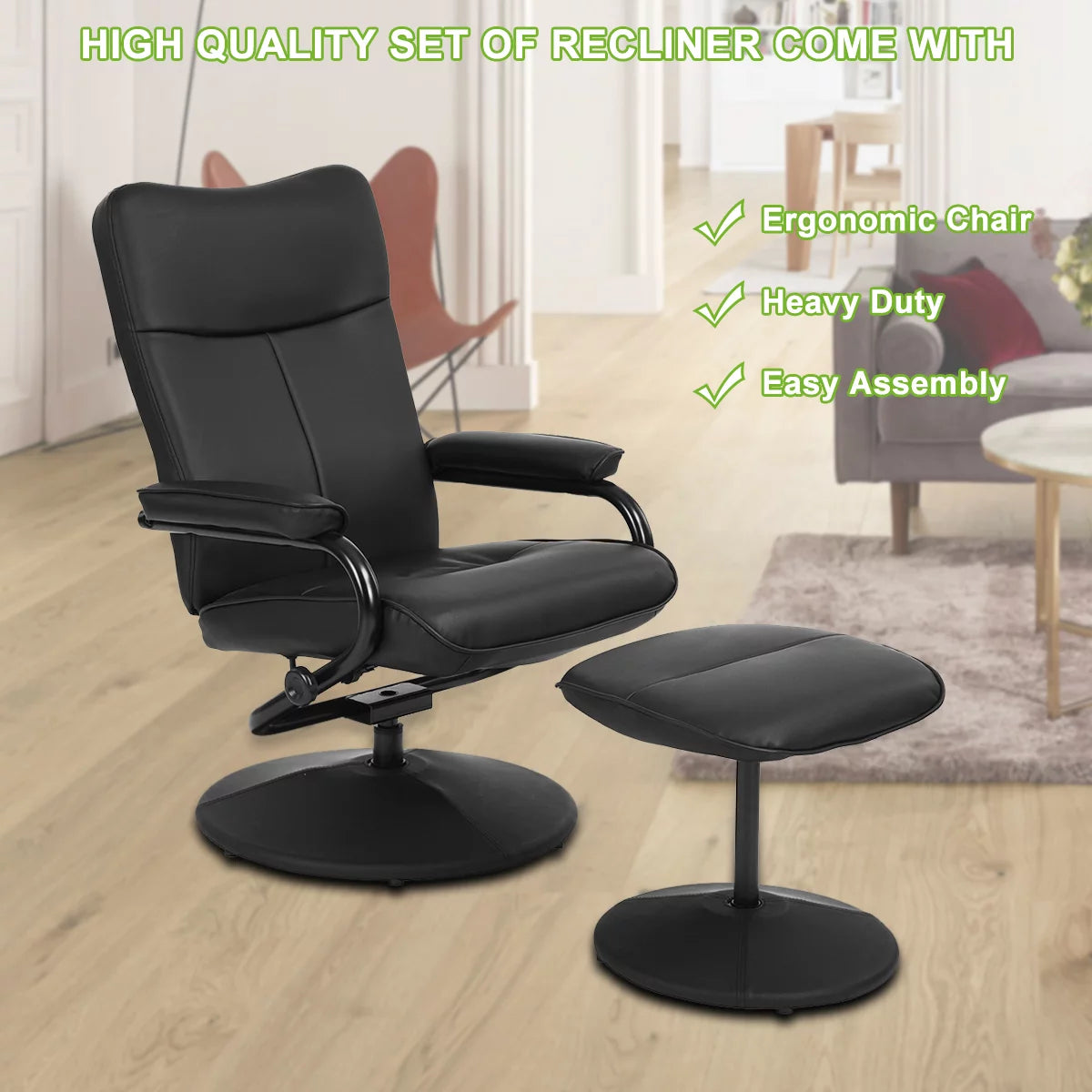 Black Leather Recliner L7693