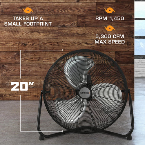 20 Inch High Velocity Metal Stand Fan, Black T502832